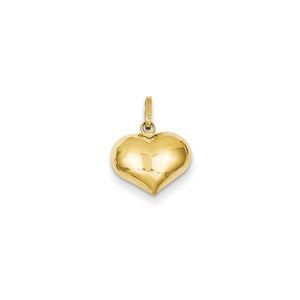 14k Yellow Gold Puffed Heart (11mm) Necklace - 20 Inch